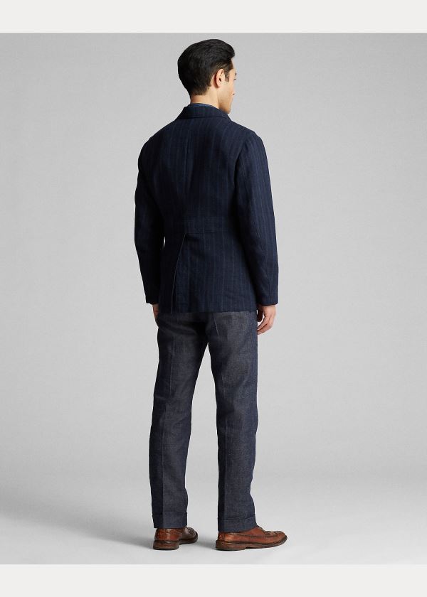 Ralph Lauren Slim Striped Indigo Sportovní Coat Indigo | yZXscewG