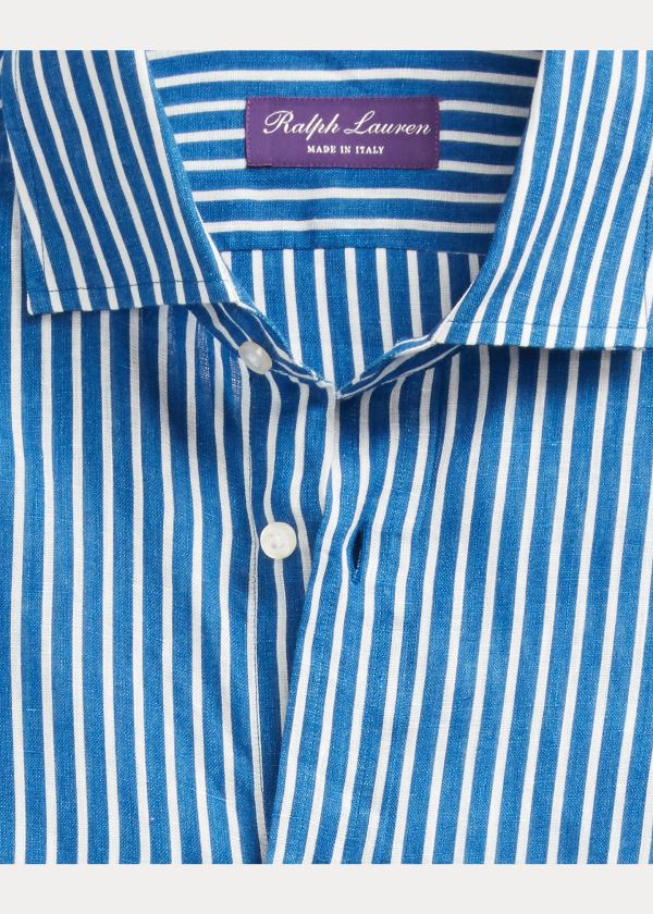 Ralph Lauren Stripe-Print Linen Shirt Blankyt Bílé Proužek | FBBKtWT3