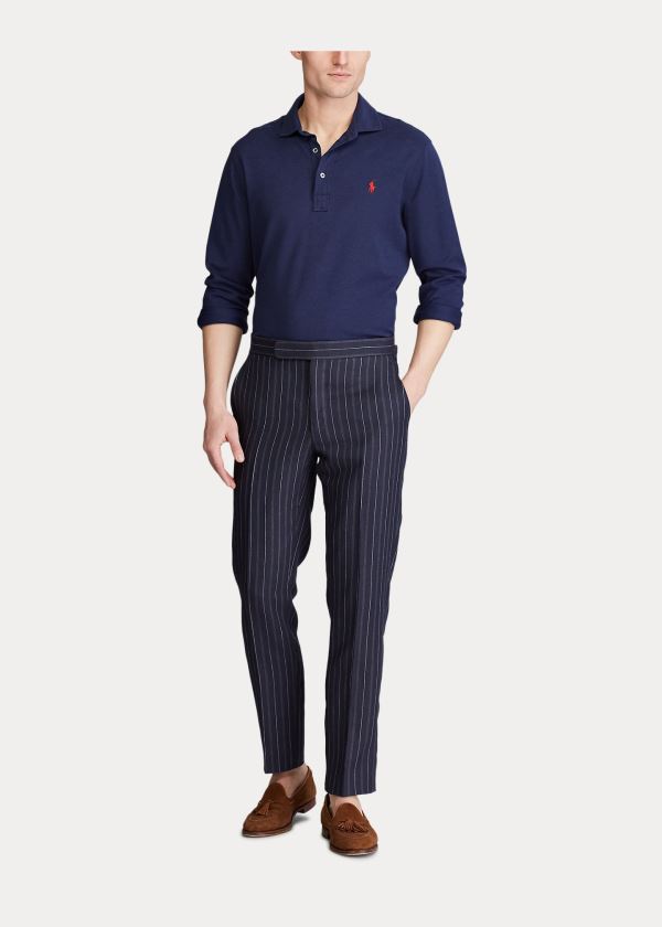 Ralph Lauren Striped Barathea Suit Trouser Tmavě Blankyt Krém | XAbwZTIL