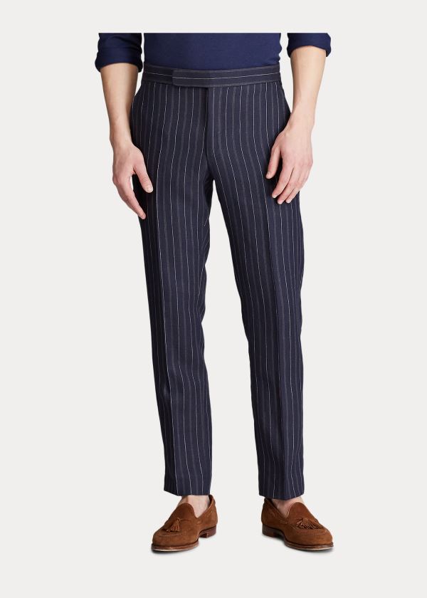 Ralph Lauren Striped Barathea Suit Trouser Tmavě Blankyt Krém | XAbwZTIL