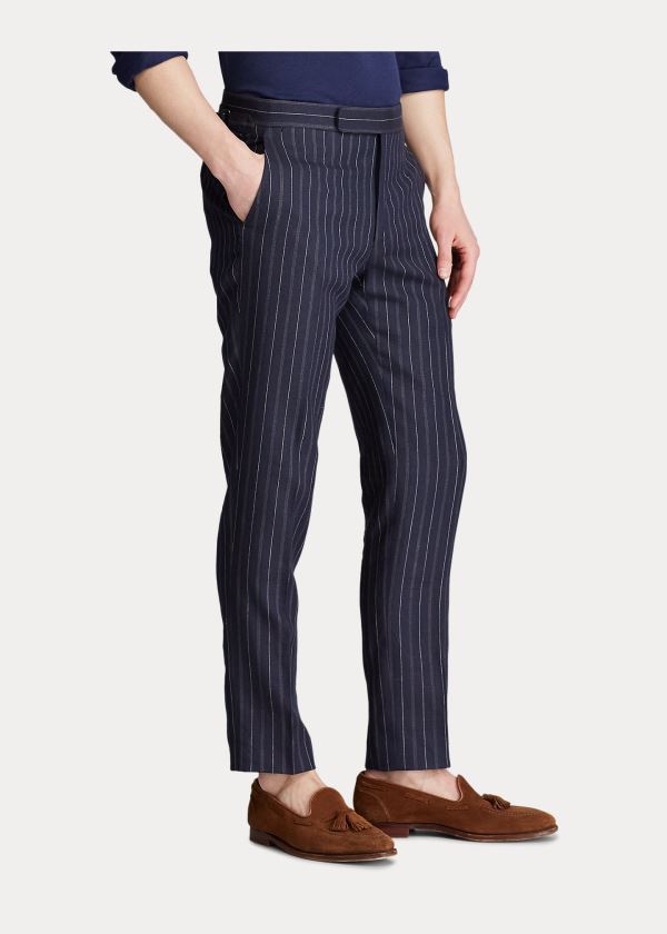 Ralph Lauren Striped Barathea Suit Trouser Tmavě Blankyt Krém | XAbwZTIL