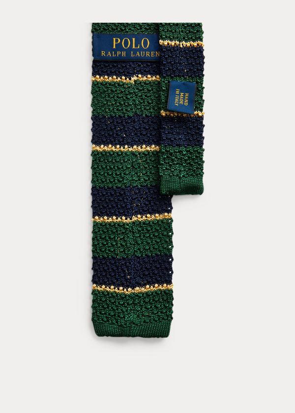 Ralph Lauren Striped Knit Silk Tie Zelene Tmavě Blankyt Zlaté | uyJZiU6X