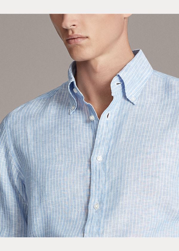 Ralph Lauren Striped Linen Chambray Shirt Blankyt | KPLecYdh