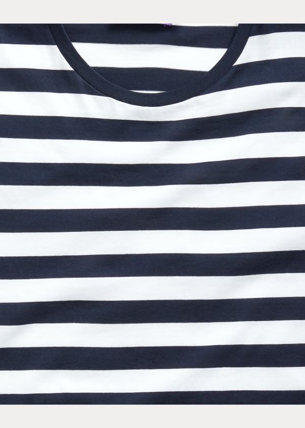 Ralph Lauren Striped Lisle T-Shirt Tmavě Blankyt Bílé | aXqg0yeH