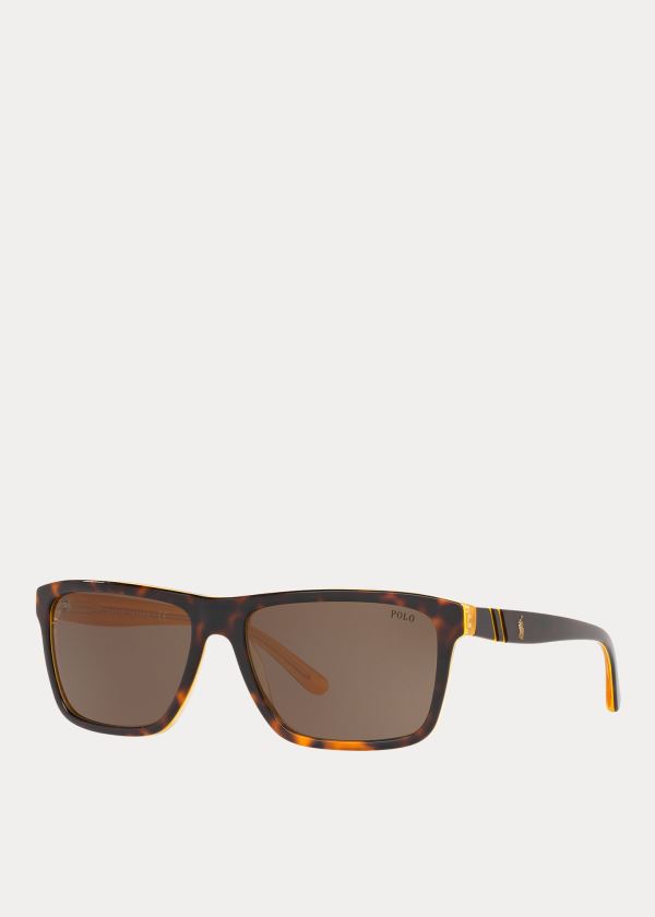 Ralph Lauren Striped Rectangular Sunglasses Žluté | RmQZsqke