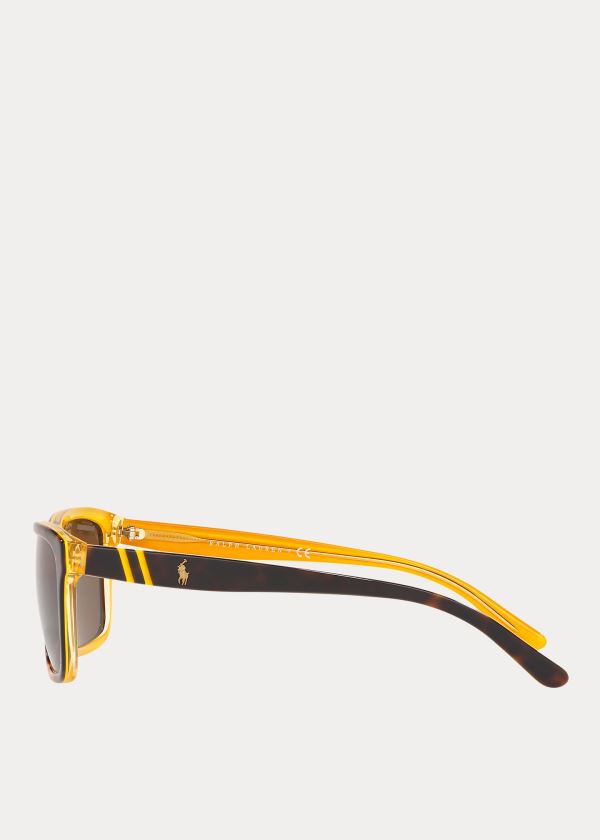 Ralph Lauren Striped Rectangular Sunglasses Žluté | RmQZsqke