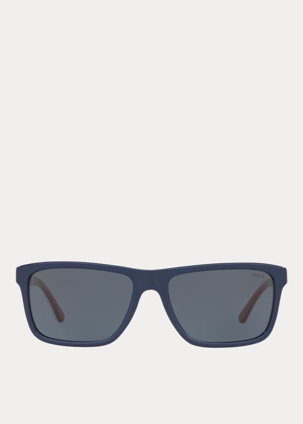 Ralph Lauren Striped Rectangular Sunglasses Červené | eZQrgZFH