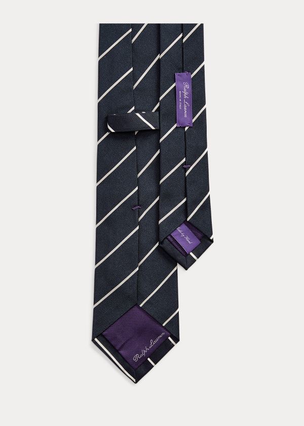 Ralph Lauren Striped Silk Faille Tie Tmavě Blankyt | FlX6ckqw