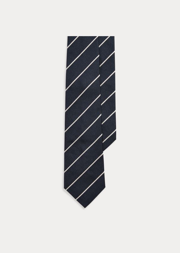 Ralph Lauren Striped Silk Faille Tie Tmavě Blankyt | FlX6ckqw