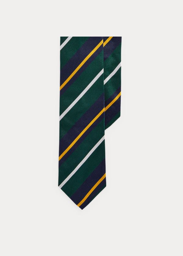 Ralph Lauren Striped Silk Narrow Tie Zelene Tmavě Blankyt Zlaté Bílé | qTpooIu6