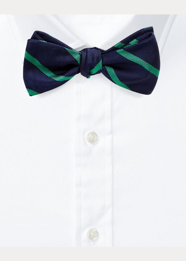 Ralph Lauren Striped Silk Repp Bow Tie Tmavě Blankyt Zelene | Jve0avMs