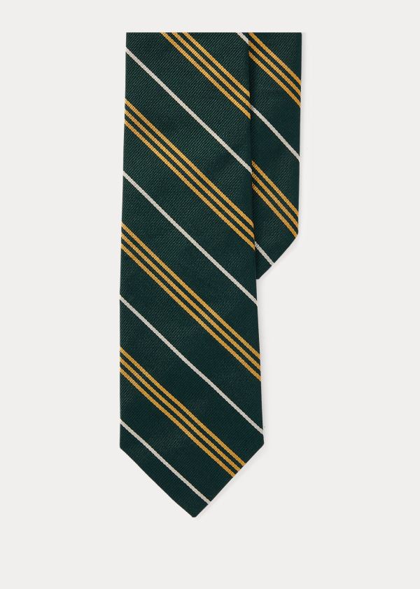 Ralph Lauren Striped Silk Repp Narrow Tie Zelene Zlaté | 1HyKjvtI