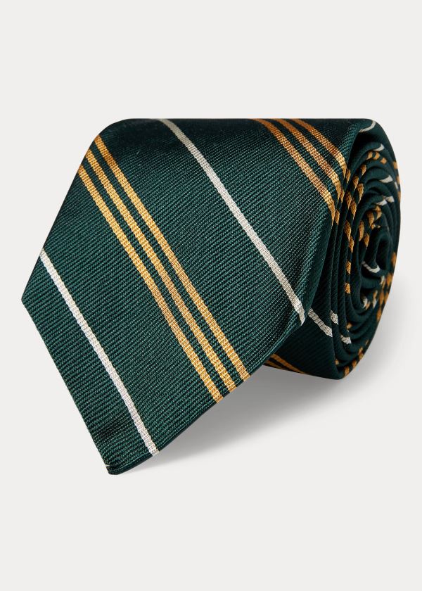 Ralph Lauren Striped Silk Repp Narrow Tie Zelene Zlaté | 1HyKjvtI