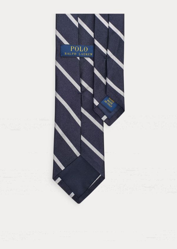 Ralph Lauren Striped Silk Repp Narrow Tie Tmavě Blankyt Bílé | 3X5E64eC