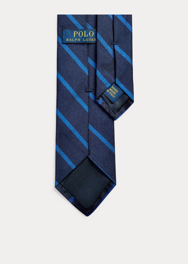 Ralph Lauren Striped Silk Repp Narrow Tie Tmavě Blankyt Královská Modrá Blankyt | 5JDyjaPO