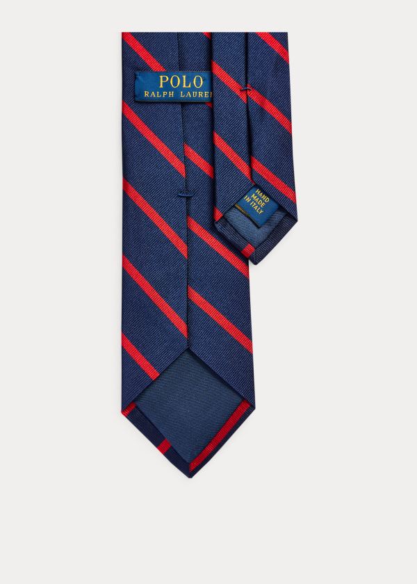 Ralph Lauren Striped Silk Repp Narrow Tie Tmavě Blankyt Červené | GnTmeV7G