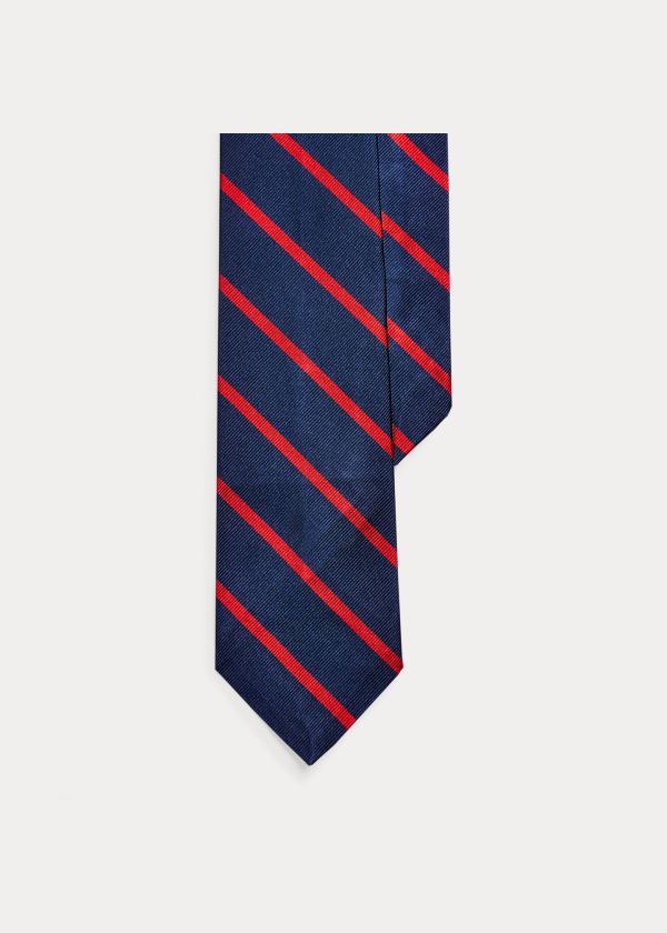 Ralph Lauren Striped Silk Repp Narrow Tie Tmavě Blankyt Červené | GnTmeV7G