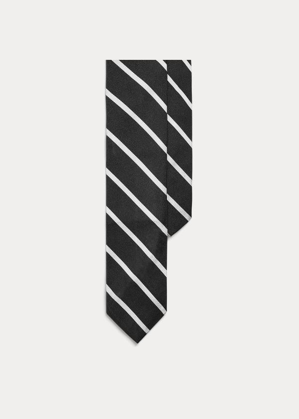 Ralph Lauren Striped Silk Repp Narrow Tie Černé Bílé | W6trw058