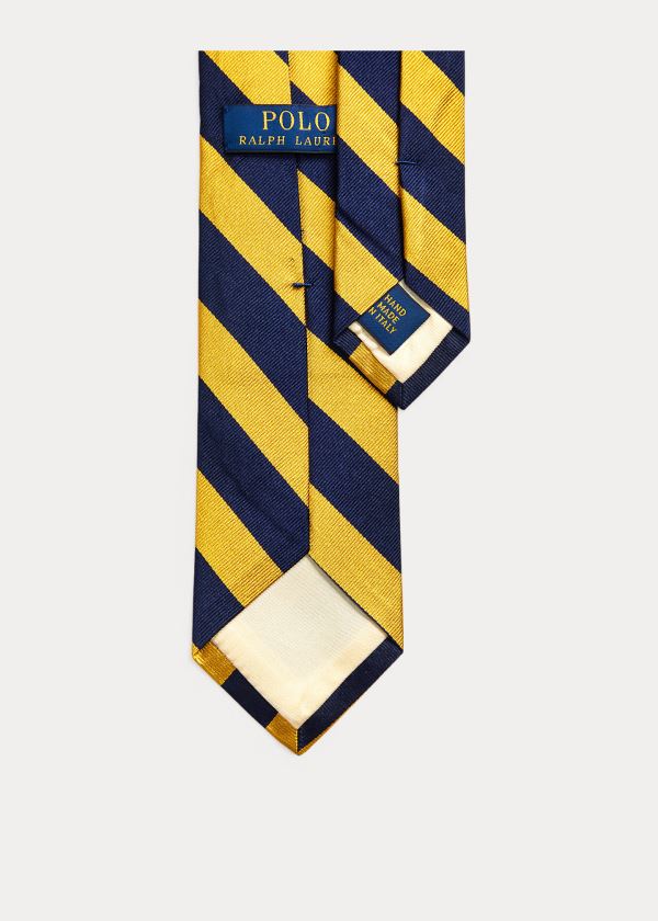 Ralph Lauren Striped Silk Repp Narrow Tie Tmavě Blankyt Zlaté | qkyTndBX