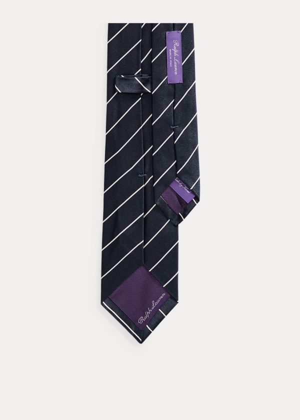 Ralph Lauren Striped Silk Satin Tie Tmavě Tmavě Blankyt | JceCV1FO