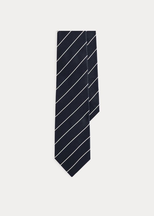 Ralph Lauren Striped Silk Satin Tie Tmavě Tmavě Blankyt | JceCV1FO