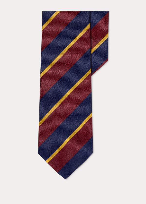 Ralph Lauren Striped Silk Twill Narrow Tie Vínové Tmavě Blankyt Zlaté | lPbH6NQh