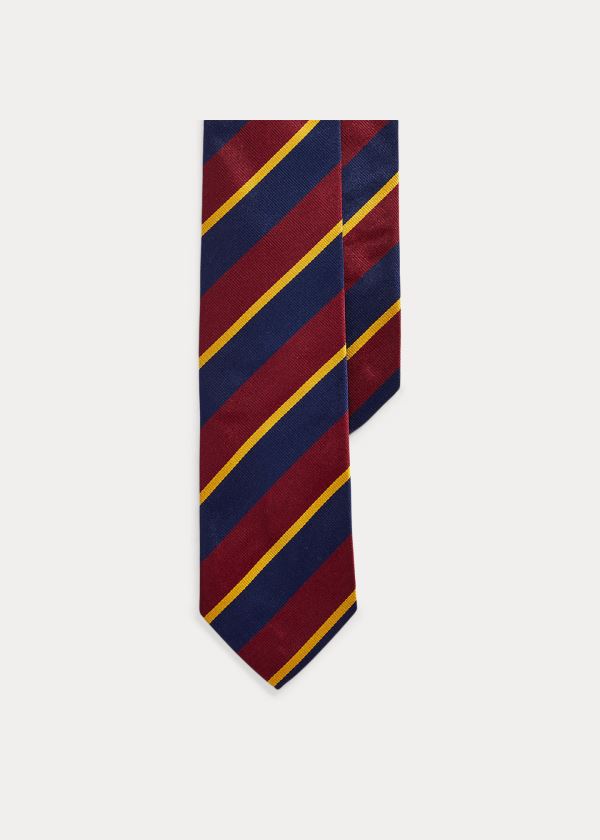 Ralph Lauren Striped Silk Twill Narrow Tie Vínové Tmavě Blankyt Zlaté | lPbH6NQh