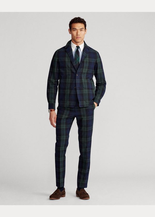 Ralph Lauren Tartan Seersucker Suit Jacket Zelene Černé Tmavě Blankyt | kfOO7stK