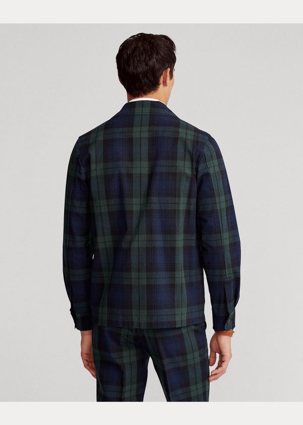 Ralph Lauren Tartan Seersucker Suit Jacket Zelene Černé Tmavě Blankyt | kfOO7stK