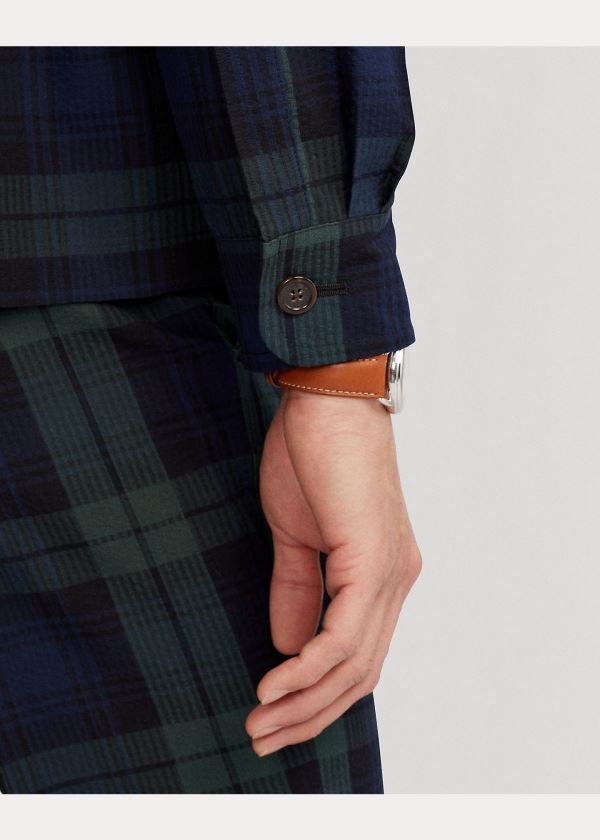 Ralph Lauren Tartan Seersucker Suit Jacket Zelene Černé Tmavě Blankyt | kfOO7stK