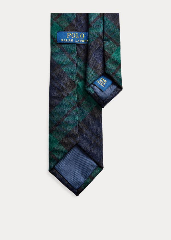 Ralph Lauren Tartan Wool Narrow Tie Tmavě Blankyt Zelene | jAZFZZ27