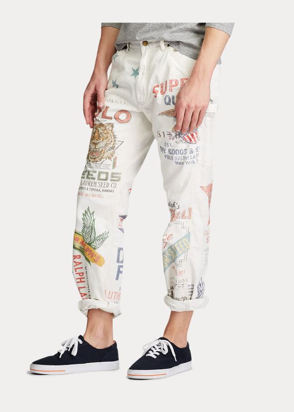 Ralph Lauren The Graphic Carpenter Pant Bílé | MWuTN1h3