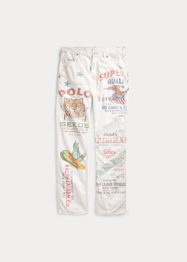 Ralph Lauren The Graphic Carpenter Pant Bílé | MWuTN1h3