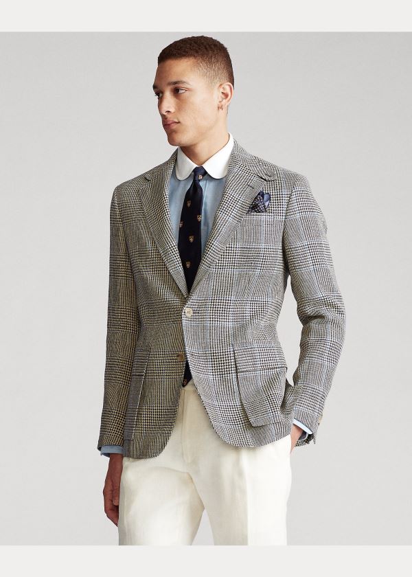 Ralph Lauren The RL67 Glen Plaid Jacket Krém Černé Tmavě Blankyt Blankyt | cUMmOj9X