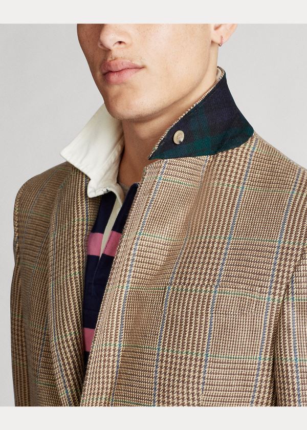 Ralph Lauren The RL67 Glen Plaid Jacket Krém Hnědé Zelene Blankyt | z2nqvX2o