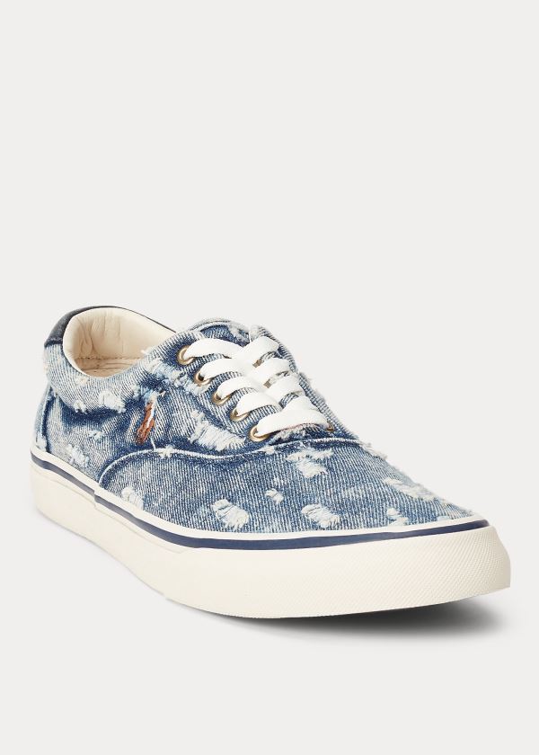 Ralph Lauren Thorton Washed Denim Sneakers Blankyt | ggsrgcSm