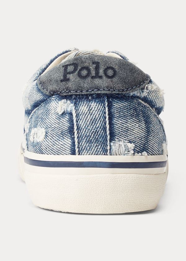 Ralph Lauren Thorton Washed Denim Sneakers Blankyt | ggsrgcSm