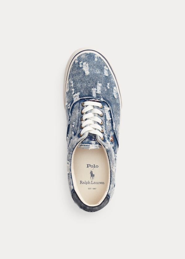 Ralph Lauren Thorton Washed Denim Sneakers Blankyt | ggsrgcSm