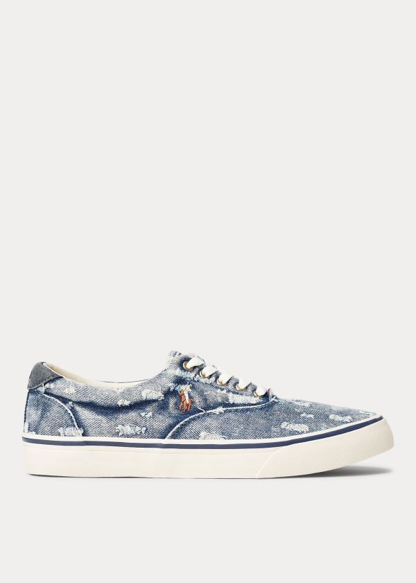 Ralph Lauren Thorton Washed Denim Sneakers Blankyt | ggsrgcSm