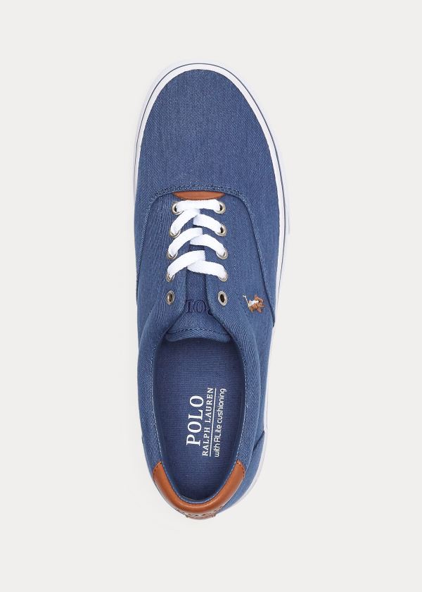 Ralph Lauren Thorton Washed Twill Sneakers Tmavě Blankyt | PEbKxCiA