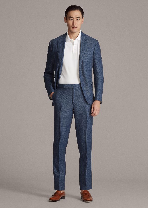 Ralph Lauren Tick-Weave Suit Trouser Blankyt Tmavě Blankyt | dscI4sGR