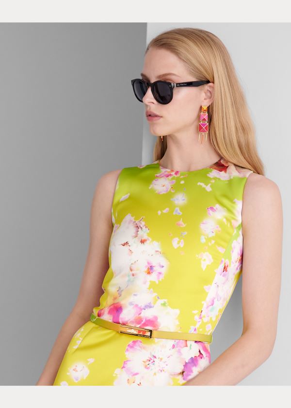 Ralph Lauren Tuscon Floral Belted Šaty Růžové Žluté Zelene | 8E01HCQ6