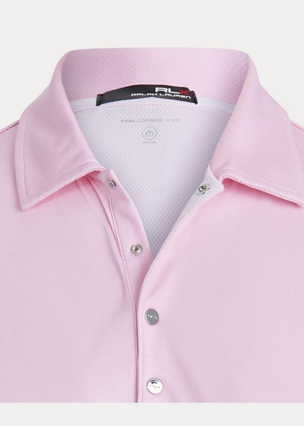 Ralph Lauren Two-Tone Mesh Golfové Polo Růžové Bílé | z6latZc0