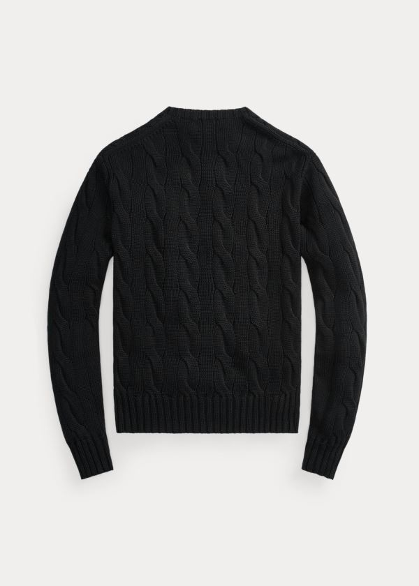 Ralph Lauren Vented-Hem Cable-Knit Svetrové Černé | EybBdPOO