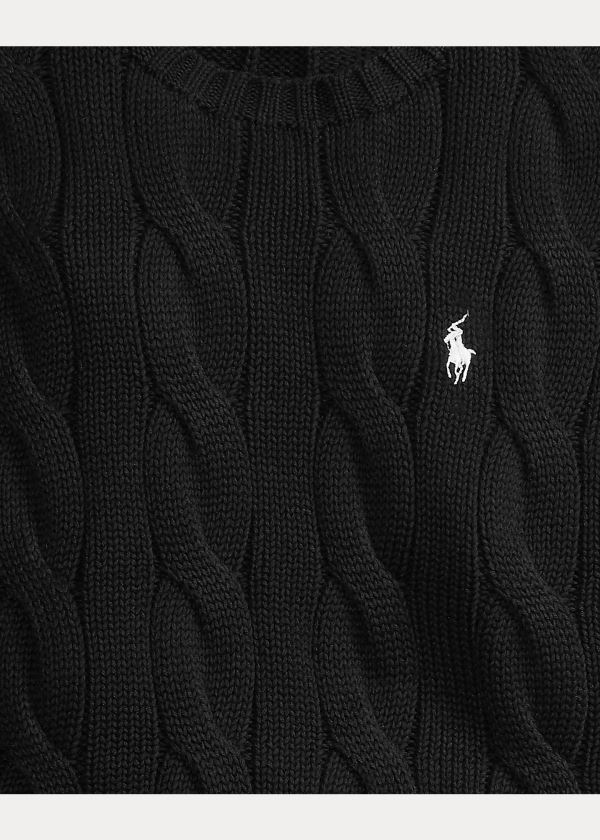 Ralph Lauren Vented-Hem Cable-Knit Svetrové Černé | EybBdPOO