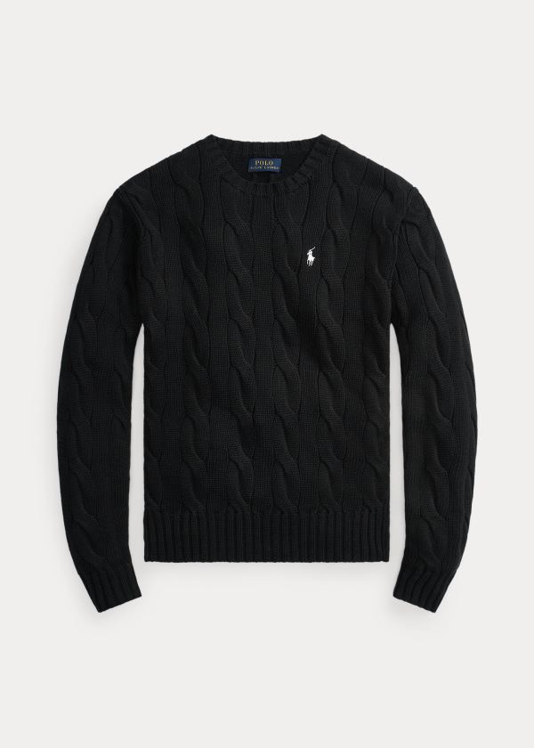 Ralph Lauren Vented-Hem Cable-Knit Svetrové Černé | EybBdPOO