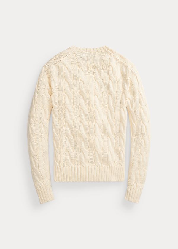 Ralph Lauren Vented-Hem Cable-Knit Svetrové Krém | SNkiXQz0