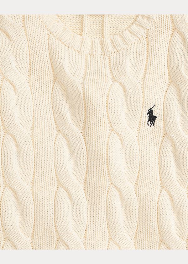 Ralph Lauren Vented-Hem Cable-Knit Svetrové Krém | SNkiXQz0