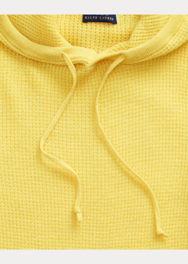 Ralph Lauren Waffle-Knit Cashmere Hoodie Žluté | J1GBaNIA