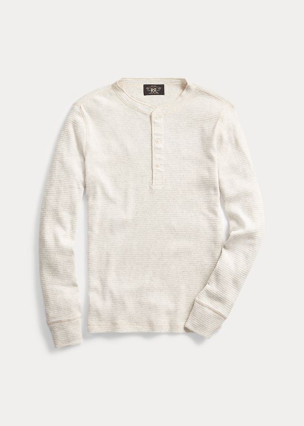 Ralph Lauren Waffle-Knit Henley Shirt Bílé | bSg7cFJ8